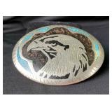 Turquoise Inlaid Eagle Belt Buckle, 3' x 4'