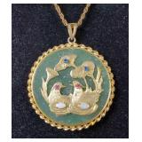 Chinese Good Luck Jade Style Pendant On 19' Chain