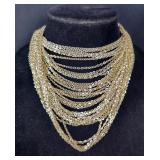 'Goldette' Multi-Strand Necklace, Vintage Trifari Swirl Clip Earrings And Pin Set