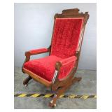 Platform Velvet Upholstered Rocking Chair On Casters