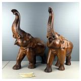 Hand Carved Wood Elephants, Qty 2, 19' x 15'