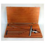 Starrett Depth Indicator Including 0' To 9' Rods, Tool #T1-079, In Wood Case