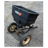 Huskee Heavy Duty Pull Behind Broadcast Spreader With 175LB Capacity and Adjustable Spreader Width O