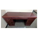  Executive Desk With Brass Pulls, Two Drawers, Cabinet, And Keyboard Drawer, 30' x 59' x 20.5'