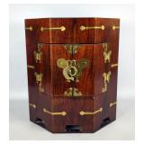 Vintage 'Hat Box' Octagonal Chest With Brass Butterfly Accents, 16' x 14' 