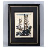 John Irwin Friedman AKA 'Partee'(American 1934-2008) 'Golden Gate Bridge' Framed And Matted Print, 1