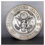 Hand Crafted Dura Cast 11' Pewter United States Seal Plate, Marked DC6500 