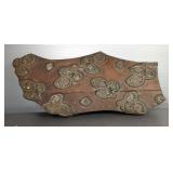 Antique 19th Century Fruitwood Block Textile Stamp With Abstract Leaf Design, Approx 19' x 8' 