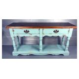Occasional Table With Brass Hardware And Two Drawers, 28' x 64' x 16'