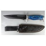 Fixed Blade Knife, 6.75' Blade, In Leather Sheath