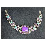 Nicki Butler Sterling Silver And Gemstone Bracelet, Approx 7.5', Marked NB 925 INDIA 