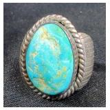 Angela Lee Sterling Silver Turquoise Statement Ring, Sz 10 