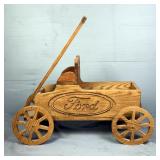  Custom Made Wood Ford Wagon With 8-Spoke Wheels And Pull Handle, 20' x 31' x 13'