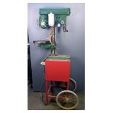 Central Machinery 12 Speed Heavy Duty Drill Press, Model 726, On Rolling Cart, 36' x 26' x 24', Powe