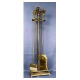  Brass Elephant Fireplace Tool Set, Includes Broom, Shovel, And Log Tongs