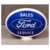 Ford Sales Service Glass Gas Pump Globe, 13' Tall x 17.25' Wide