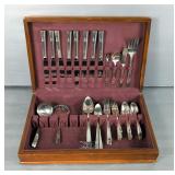 Oneida Prestige Plate Grenoble Silverplated Flatware, Circa 1938, Approx 60 Pieces, In Wood Chest 