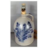 Salt-Glazed Rockdale Union Stoneware 1993 Table Lamp, Approx 16" x 8"