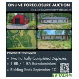 Online Foreclosure Auction: Two Partially Complete Duplexes & Barndominium on 11.26 Ac in 2 Tracts
