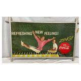 35 x 20 Coca-Cola Two-Sided Cardboard Sign with Original Aluminum Frame