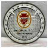 12-Inch Tippecanoe Golf-Themed Metal Wall Thermometer with Glass Front, 1977