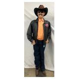 6-Foot Richard Petty Mannequin with Leather Jacket and Cowboy Hat