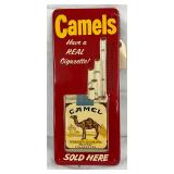 Camel Embossed Tin Advertising Thermometer, 6″ x 13 1/2″