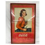 Early Coca-Cola 30 x 50 Cardboard Advertising Display with Lady and Original Frame
