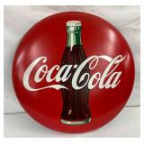 24-Inch Porcelain Coca-Cola Advertising Button with Bottle Graphic