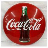 24-Inch Coca-Cola Porcelain Button Sign with Bottle Design