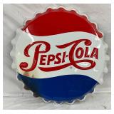 24-Inch Embossed Pepsi-Cola Bottle Cap Sign