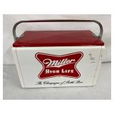 Embossed Miller High Life Metal Cooler with Red Lid and Handle, 19 x 13 Inches
