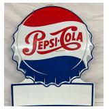 29 1/2 x 35 Two-Sided Spanish Porcelain Pepsi-Cola Sign