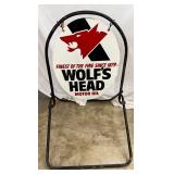 Wolf’s Head Motor Oil Metal Sign with Curbside Bracket, 23 x 30 Inches