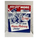 Embossed Esso Advertising Sign with Wood Frame