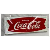 43 1/2 x 16-Inch Porcelain Coca-Cola Fishtail Sled Sign