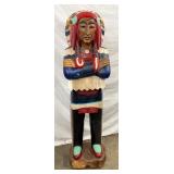 6-Foot Hand-Carved Wooden Store Indian With Painted Details
