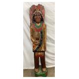 6-Foot Carved Wooden Country Store Figure of a Native American