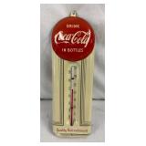 Metal Coca-Cola Thermometer with Embossed ‘Drink Coca-Cola in Bottles’ Button