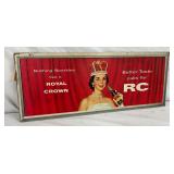 RC Cola Cardboard Advertising Sign with Royal Crown Motif, 28 x 11 Inches