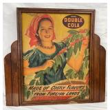 Double Cola Advertising Sign with Original Frame, 31 1/2 x 30 Inches
