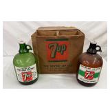 Two 1-Gallon 7-Up Syrup Jugs with Original Cardboard Box