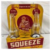 Rare Squeeze Soda Cardboard Six-Pack Carrier with 3 Bottles