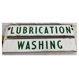 Two 28 x 5 Inch Porcelain Coca-Cola Sidewalk Signs for Washing and Lubrication
