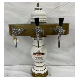 18″ x 24″ Maisel Brau Ceramic and Brass Three-Tap Beer Dispenser