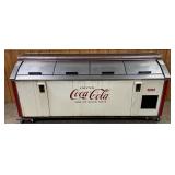 8.5-Foot Dixie-Narco Coca-Cola Cooler with Embossed Branding and Bar Top