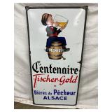 1938 Porcelain Self-Framed Advertising Sign for Bières du Pêcheur