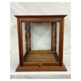 Wood and Glass Display Case with Metal Manufacturer Plaque