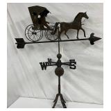 37-Inch Wide Copper Weathervane with Horse and Carriage Motif