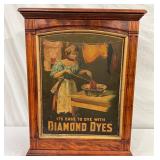 21-Inch x 29 1/2-Inch Diamond Dyes Wood Cabinet with Embossed Original Sign